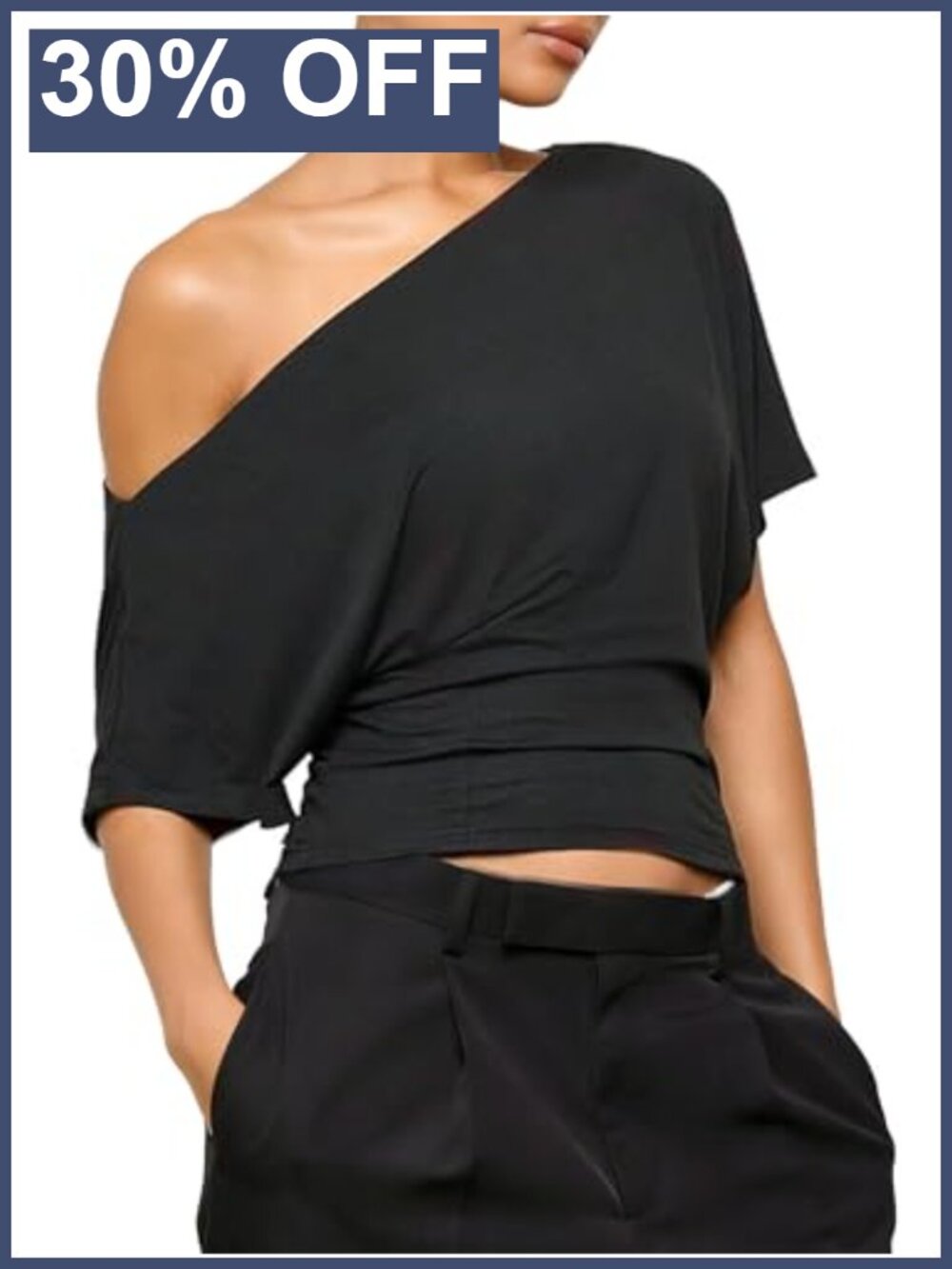 Off Shoulder Short Sleeve Top Women Asymmetrical Going Out Summer Cotton Blend